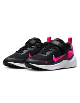 Zapatillas nike revolution 7 psv negro rosa de niña.