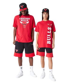 Pantalón corto new era chicago bulls negro rojo unisex.