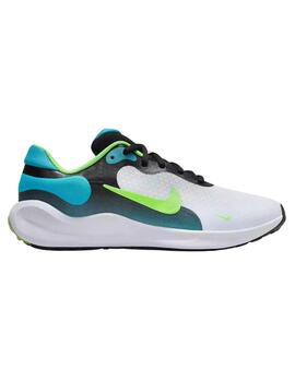 Zapatillas nike revolution 7 gs gris verde de niño.