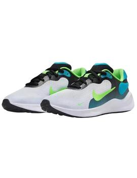 Zapatillas nike revolution 7 gs gris verde de niño.