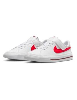 Zapatillas nike court legacy psv blanco rojo de niño.