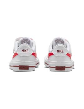 Zapatillas nike court legacy psv blanco rojo de niño.