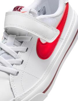 Zapatillas nike court legacy psv blanco rojo de niño.