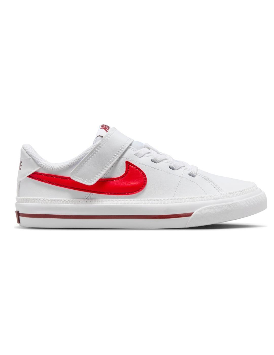 Zapatillas nike court legacy psv blanco rojo de niño.