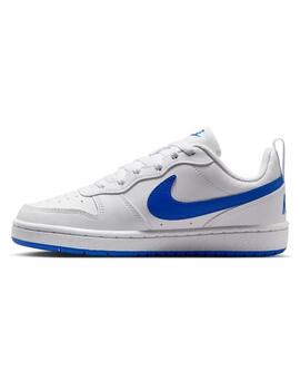 Zapatillas nike court borough blanco azul de niño.