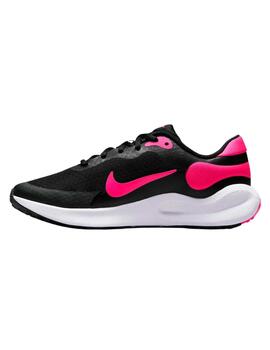 Zapatillas nike revolution 7 negro rosa de niña.