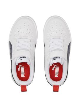 Zapatillas puma rickie ac+ ps blanco azul de niño.