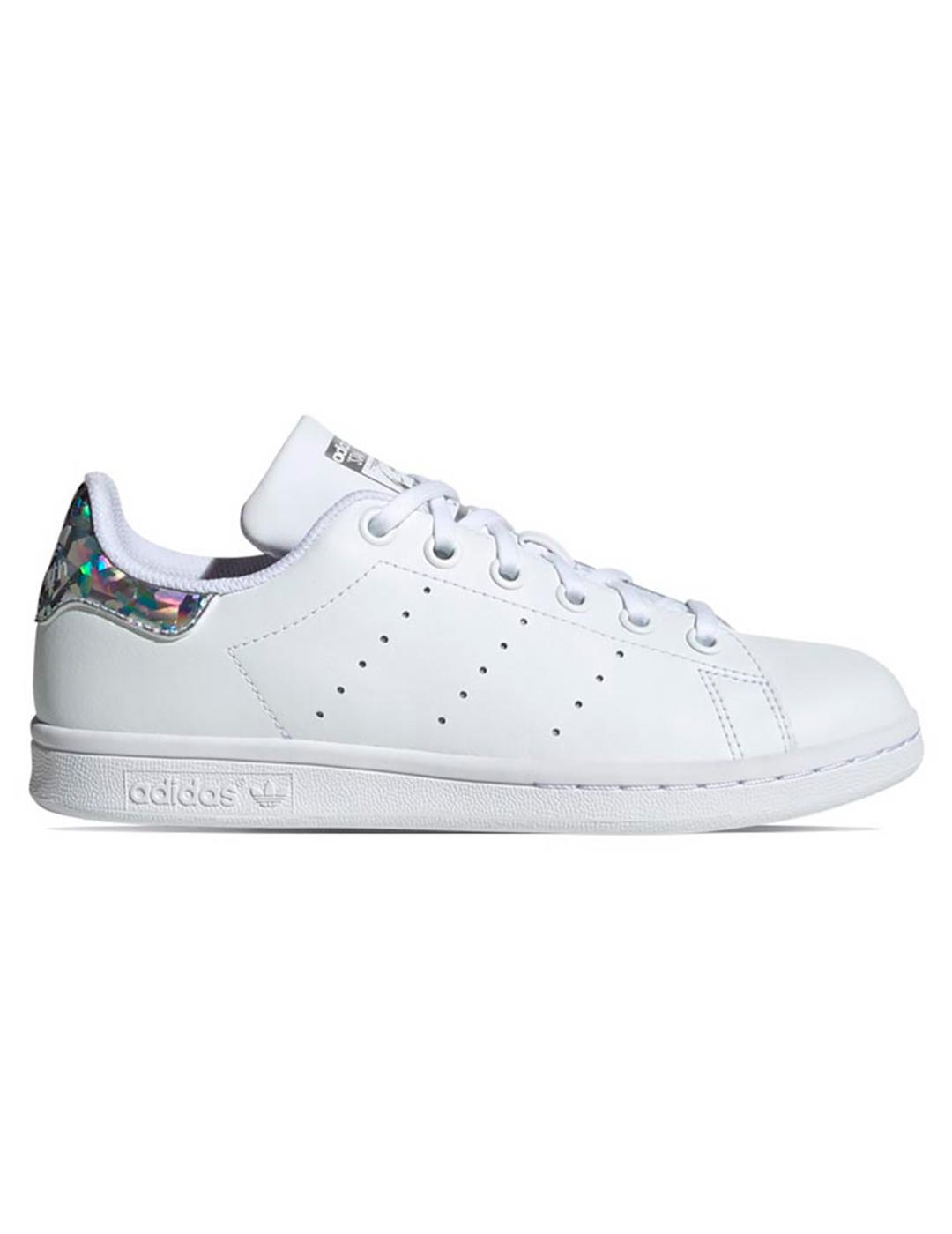 entrega De hecho complemento Zapatillas de Chica STAN SMITH J PLATA BRILLO