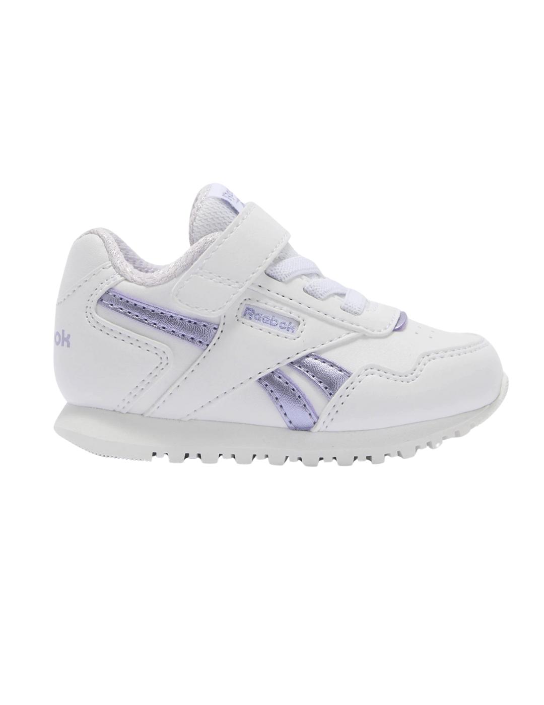 Zapatillas reebok glide elastic blanco violeta de bebé.