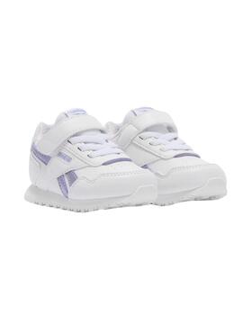 Zapatillas reebok glide elastic blanco violeta de bebé.