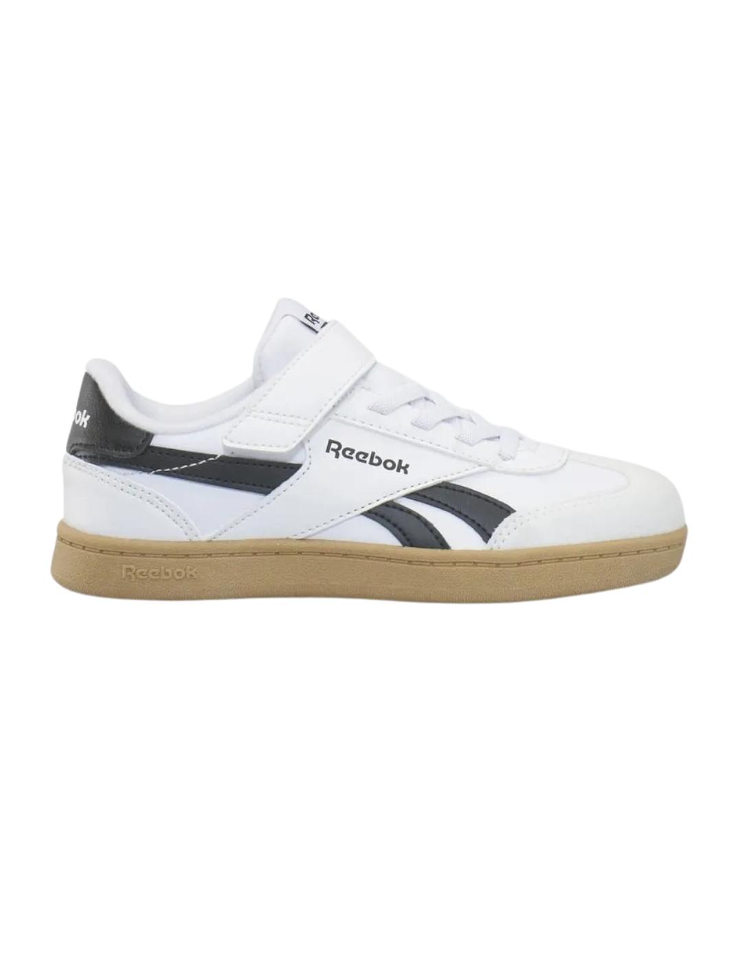 Zapatillas reebok smash edge elastic blanco negro de niño.