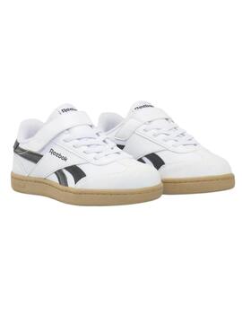 Zapatillas reebok smash edge elastic blanco negro de niño.