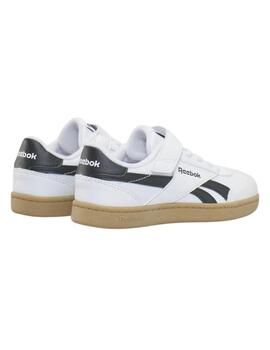 Zapatillas reebok smash edge elastic blanco negro de niño.