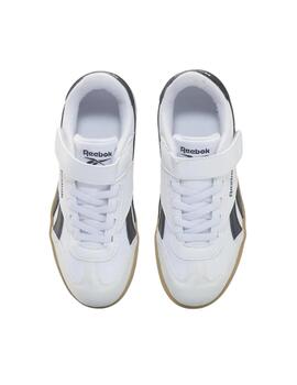 Zapatillas reebok smash edge elastic blanco negro de niño.