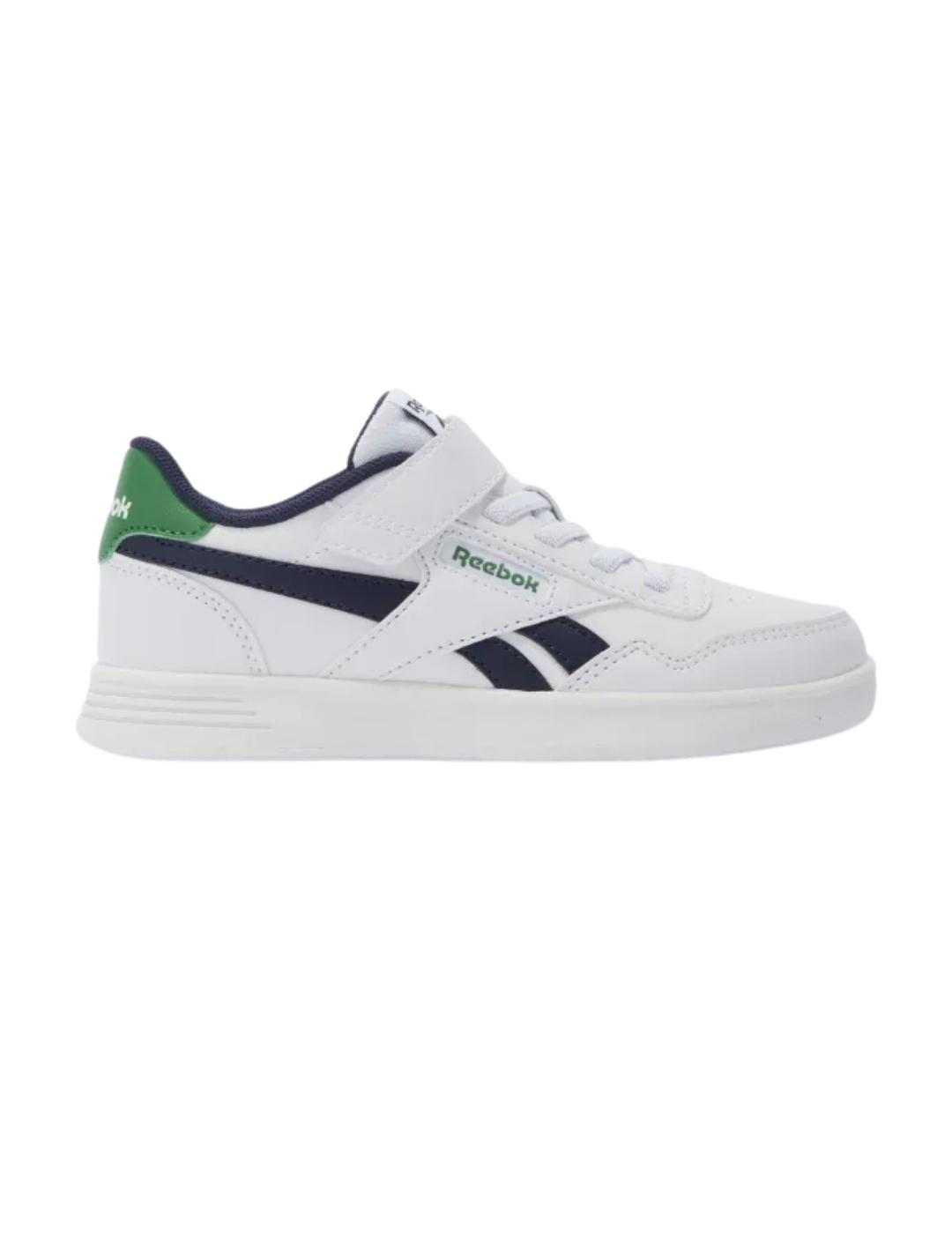 Zapatillas reebok court advance elastic  blanco azul de niño