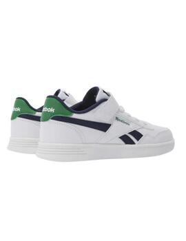 Zapatillas reebok court advance elastic  blanco azul de niño