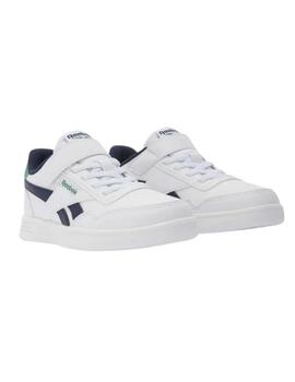 Zapatillas reebok court advance elastic  blanco azul de niño