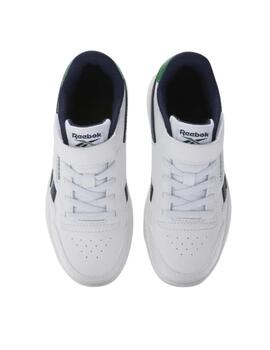 Zapatillas reebok court advance elastic  blanco azul de niño