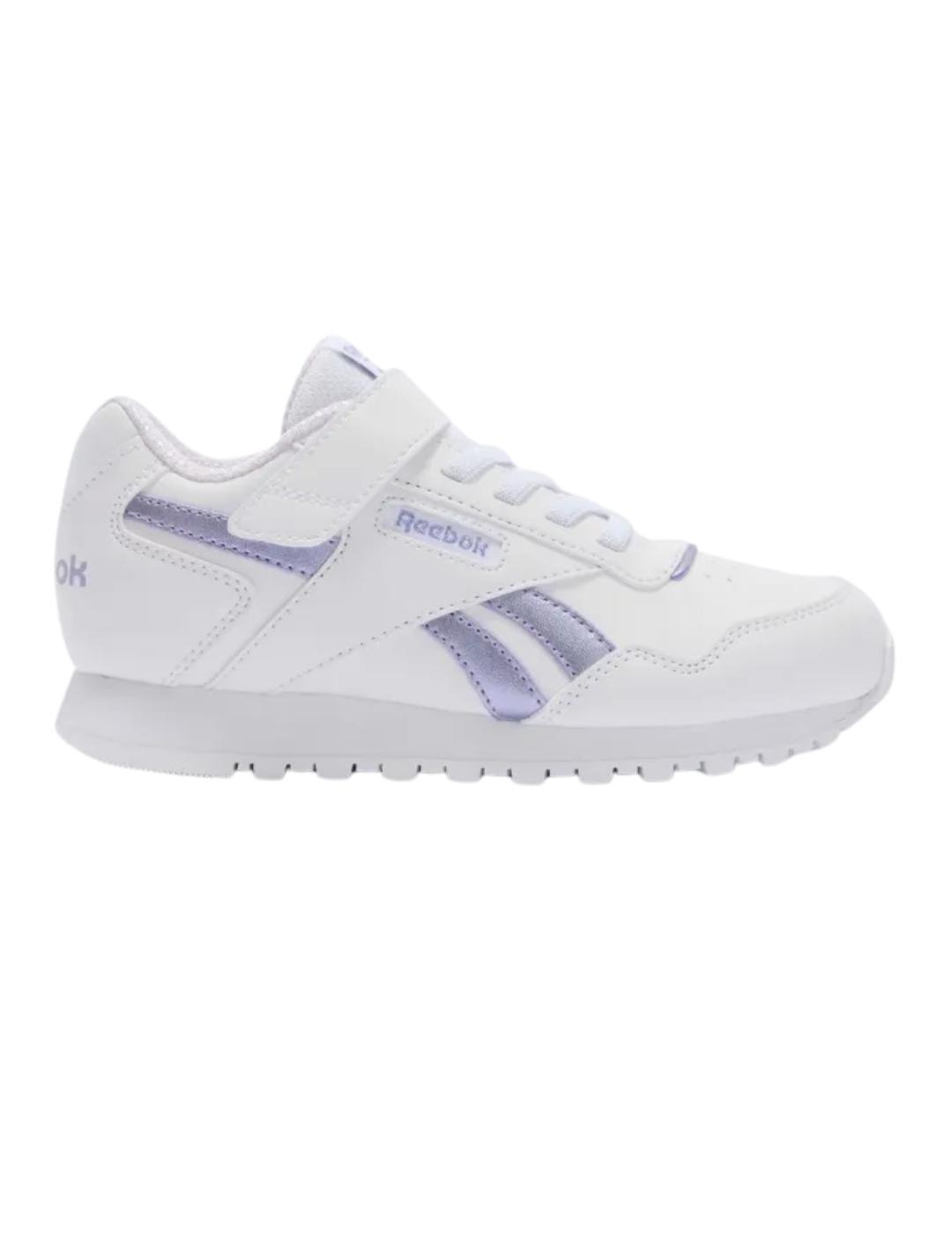 Zapatillas reebok glide elastic blanco violeta de niña.
