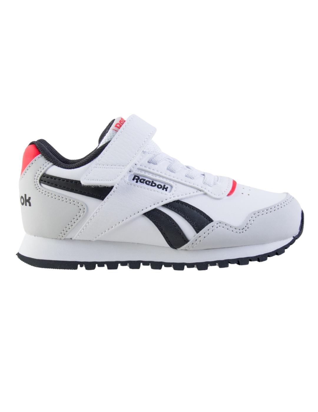 Zapatillas reebok glide elastic blanco negro de niño.