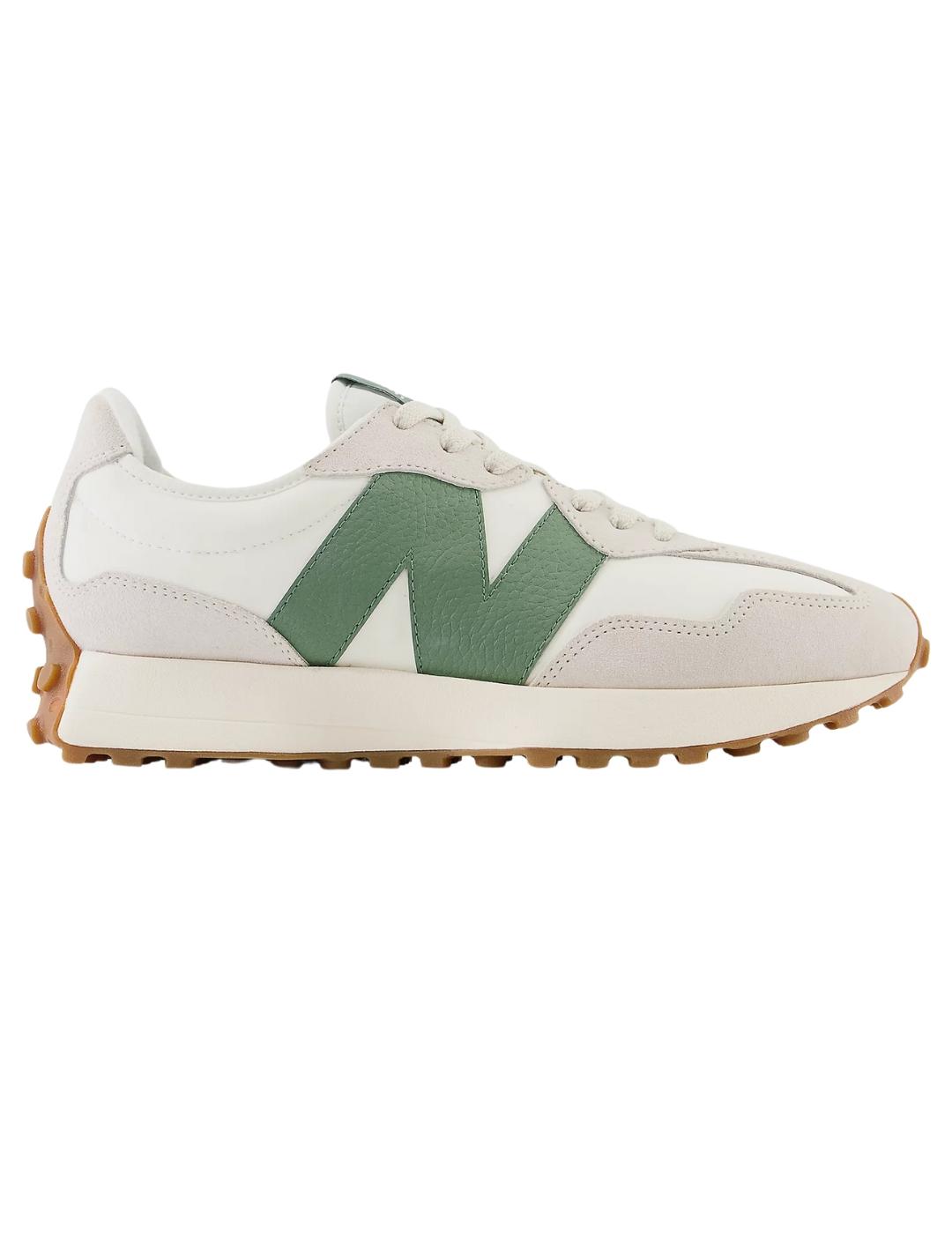Zapatillas new balance u327lx  blanco verde de mujer.
