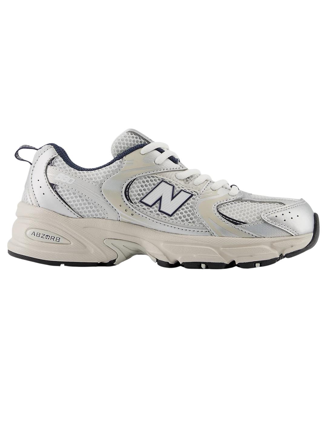 Zapatillas new balence gr530ka gris plata de niño.