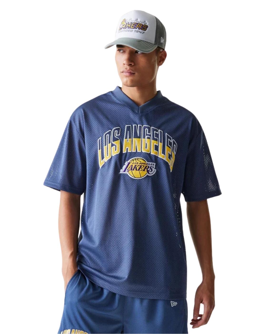 camiseta new era LA Lakers arch mesh marino de hombre.