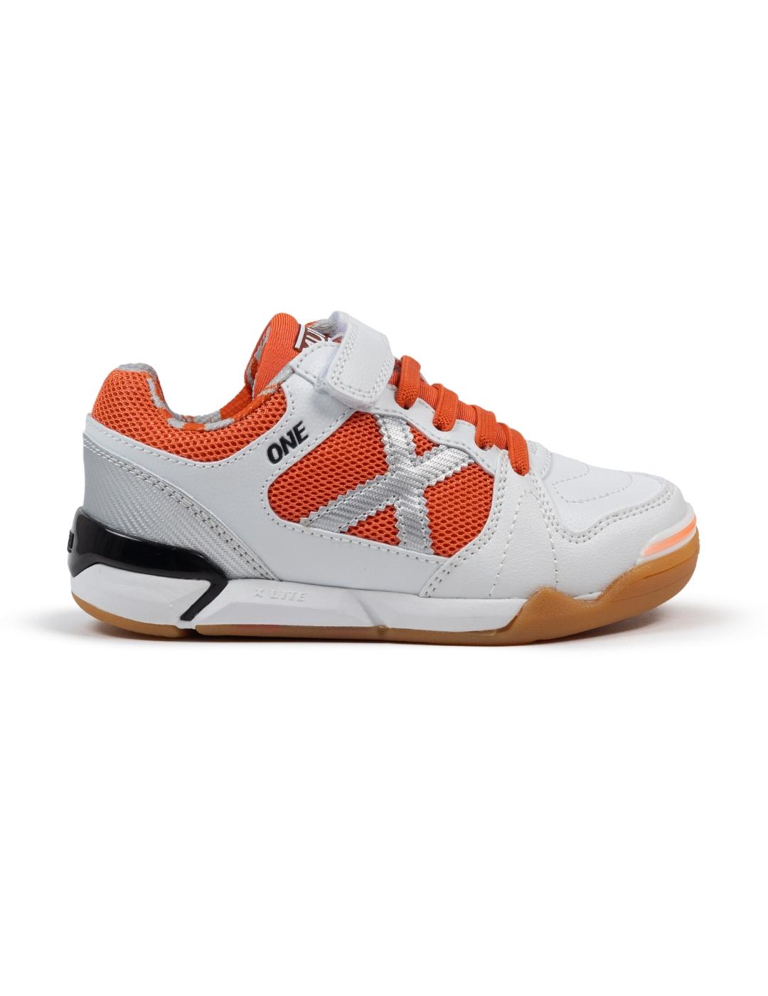 Zapatillas munich one kid vco 75 blanco naranja de niño.