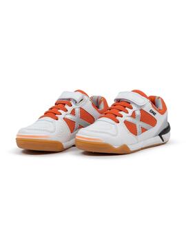Zapatillas munich one kid vco 75 blanco naranja de niño.