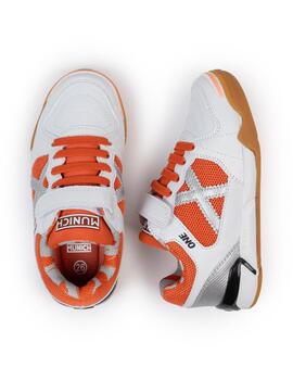 Zapatillas munich one kid vco 75 blanco naranja de niño.