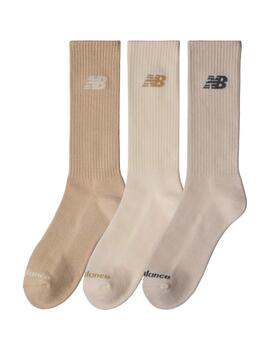 Calcetines New Balance Everyday Crew 3 beige marrón uinisex.