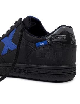 Zapatillas munich g-3 kid 443 negro azul de niño.