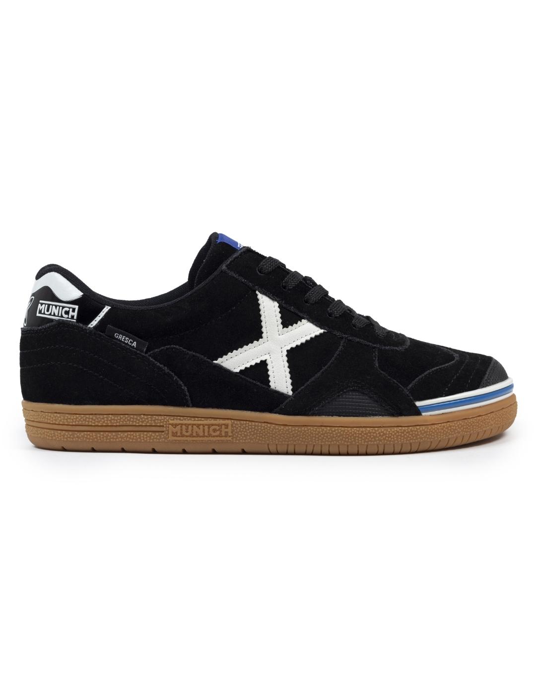 Zapatillas munich gresca kid 322 negro blanco de niño.