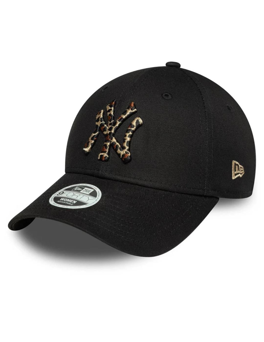 Gorra new era NY Yankees 9forty negro animal print de mujer.