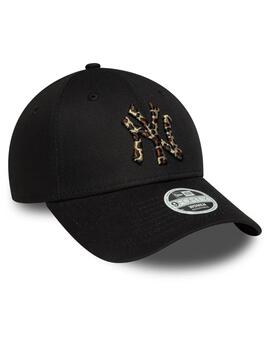 Gorra new era NY Yankees 9forty negro animal print de mujer.