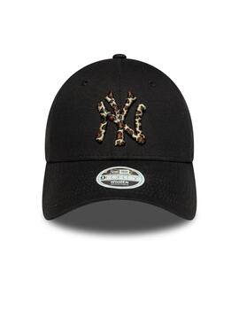 Gorra new era NY Yankees 9forty negro animal print de mujer.