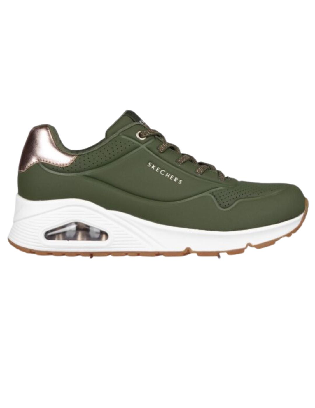 Zapatillas skechers uno shimmer away verde de mujer.