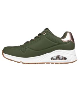 Zapatillas skechers uno shimmer away verde de mujer.