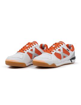 Zapatillas munich one kid 75 blanco naranja de niño.