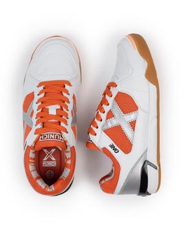 Zapatillas munich one kid 75 blanco naranja de niño.