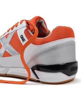 Zapatillas munich one kid 75 blanco naranja de niño.