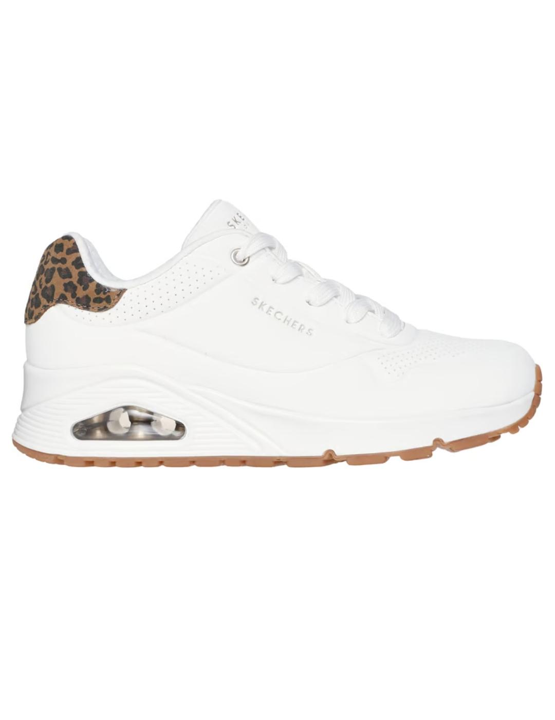 Zapatillas skechers uno jungle nite blanco de mujer.