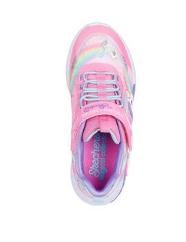 Zapatillas skechers s lights unicorn rosa de niña.