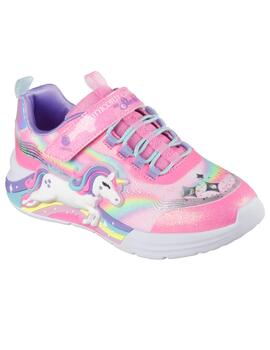 Zapatillas skechers s lights unicorn rosa de niña.