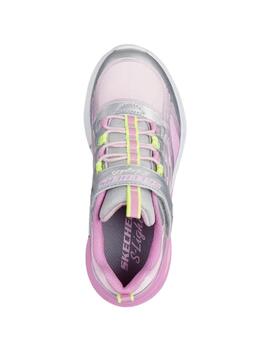 Zapatillas skechers s lights cosmic glow rosa plata de niña.