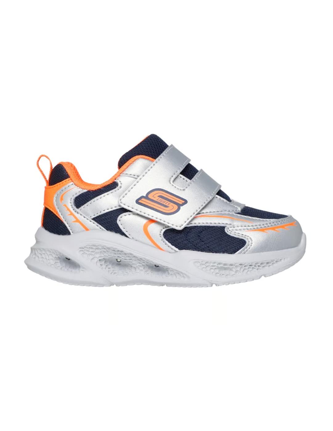 Zapatillas skechers s lights meteor glow spike plata de bebé