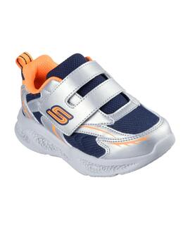 Zapatillas skechers s lights meteor glow spike plata de bebé