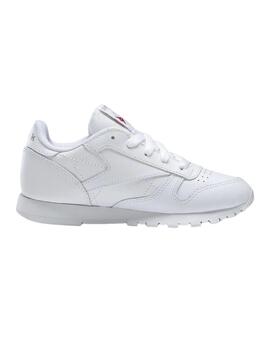 Zapatillas reebok classic leather blanco de niño.