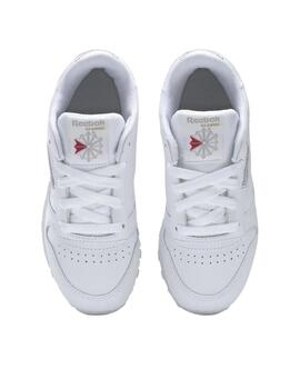 Zapatillas reebok classic leather blanco de niño.