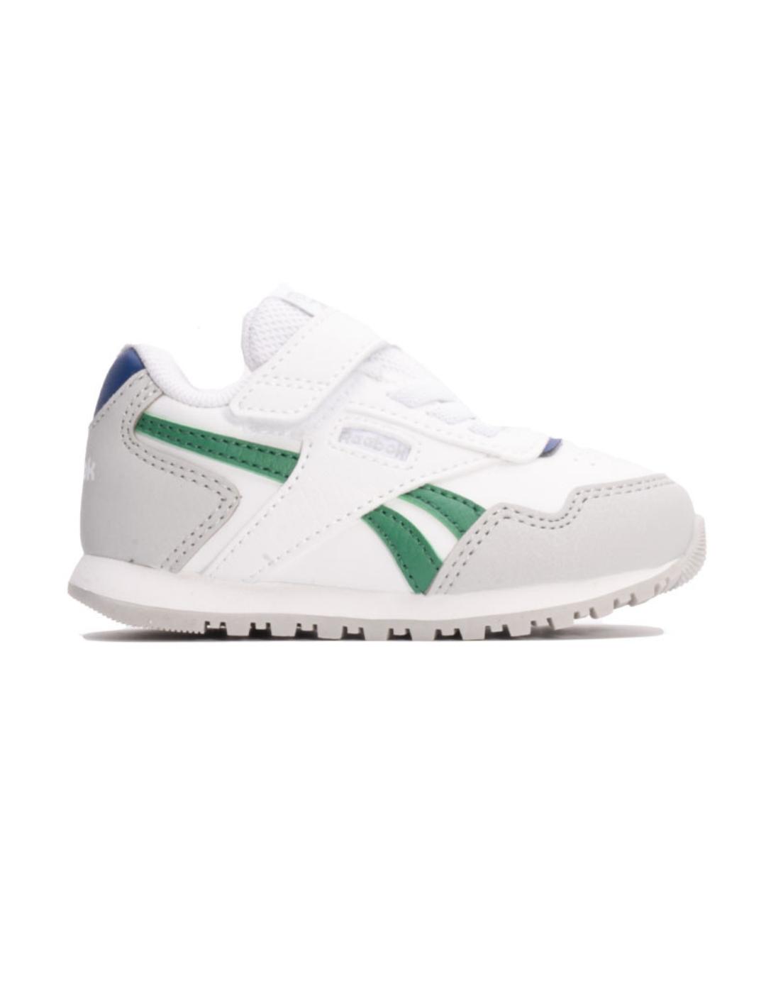 Zapatillas reebok glide elastic blanco verde y azul de bebé.